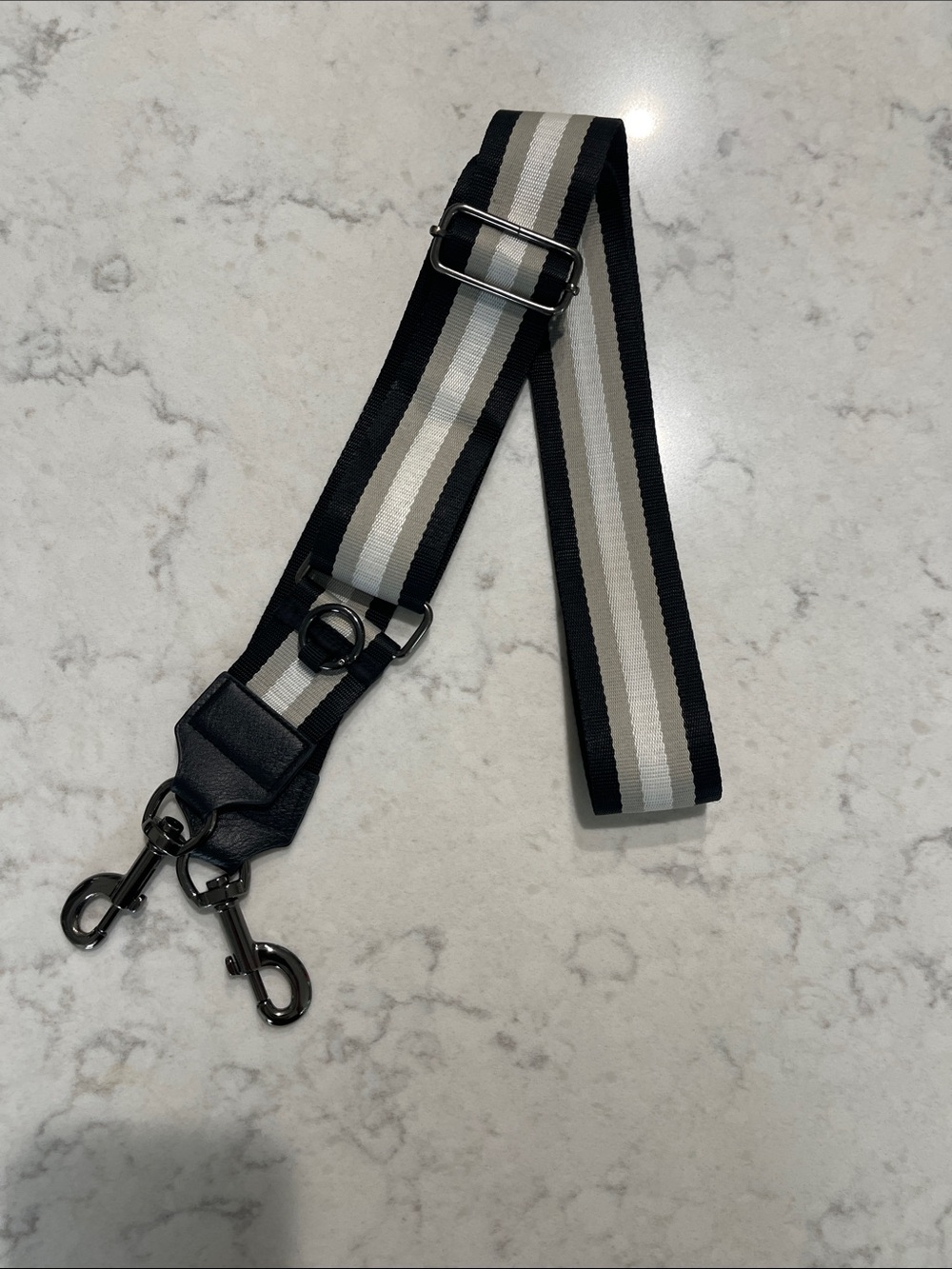 Adjustable Black and Gray Striped Crossbody Strap